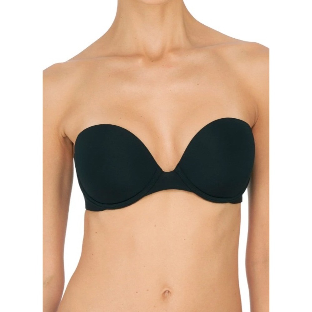 NEW Natori Black Multi-Way Strapless Convertible Underwire Bra Silicone Grip